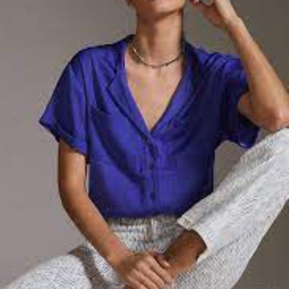 ANTHROPOLOGIE CLASSIC SURF SHIRT BLUE SIZE SMALL NWT